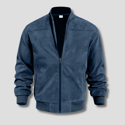 Men's Jacket | Lightweight Suede Bomber with Ribbed Detailing 0