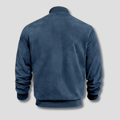 Men's Jacket | Lightweight Suede Bomber with Ribbed Detailing 1