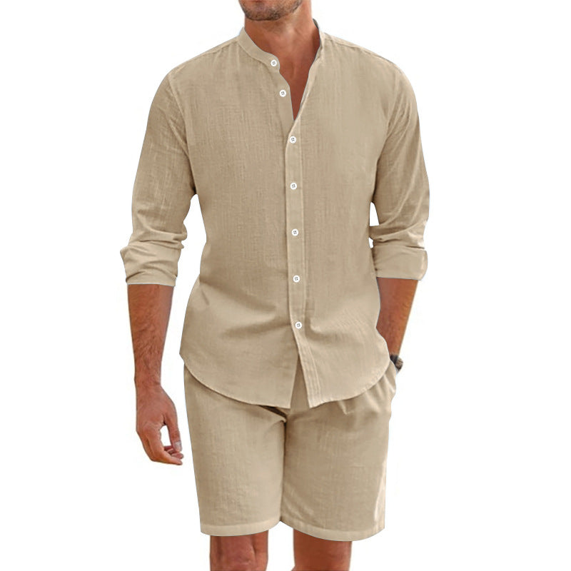 Men's Linen Blend Set | Relaxed Fit Shirt & Shorts for Casual Outings 1