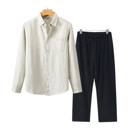 Men's Linen Set | Breathable Shirt and Pants for Casual Spring/Summer Comfort 1