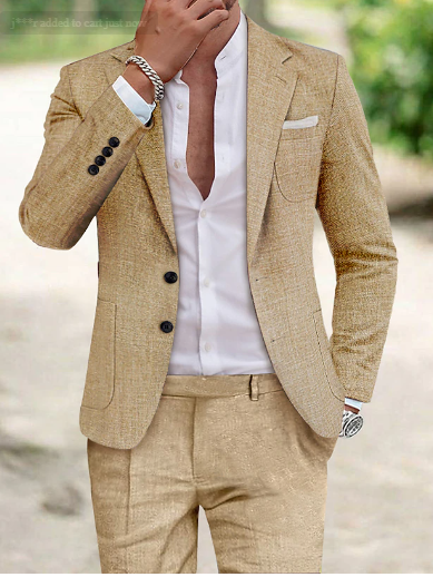 Men's Linen Suit | Tailored Two-Button Wedding Suit for Summer Events 2