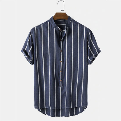 Men's Matching Shirt and Shorts Set | Lightweight Breathable Fabric with Classic Stripes 1