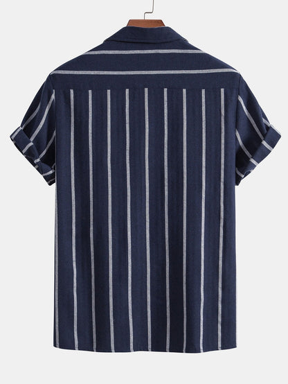 Men's Matching Shirt and Shorts Set | Lightweight Breathable Fabric with Classic Stripes 2