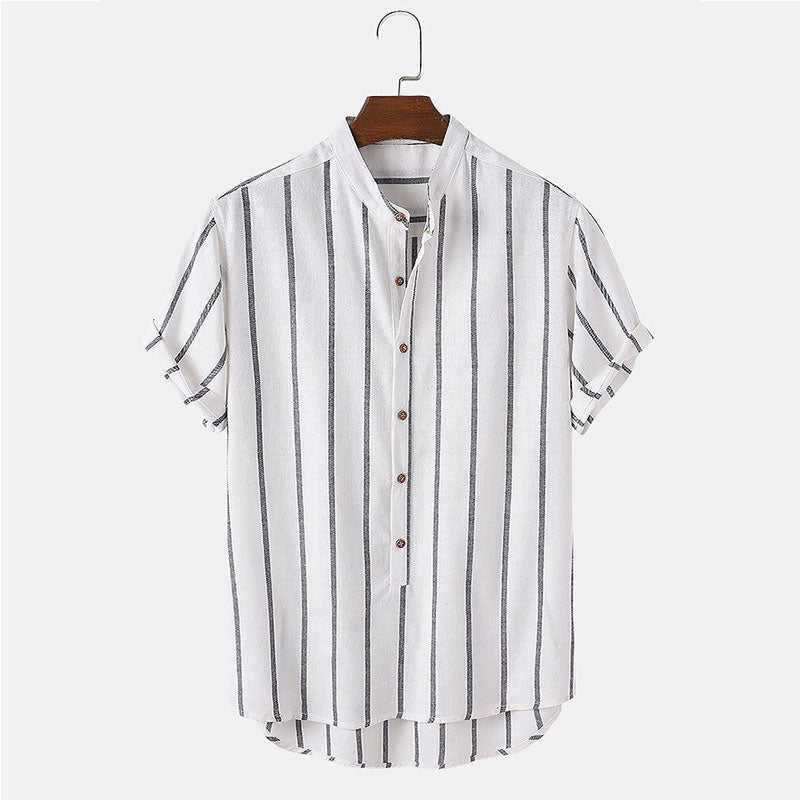 Men's Matching Shirt and Shorts Set | Lightweight Breathable Fabric with Classic Stripes 4