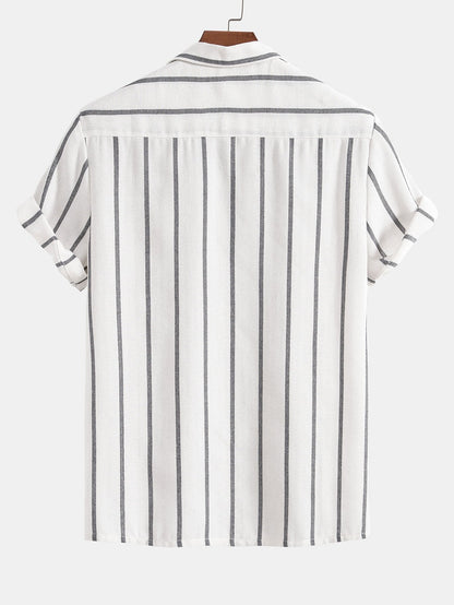 Men's Matching Shirt and Shorts Set | Lightweight Breathable Fabric with Classic Stripes 5
