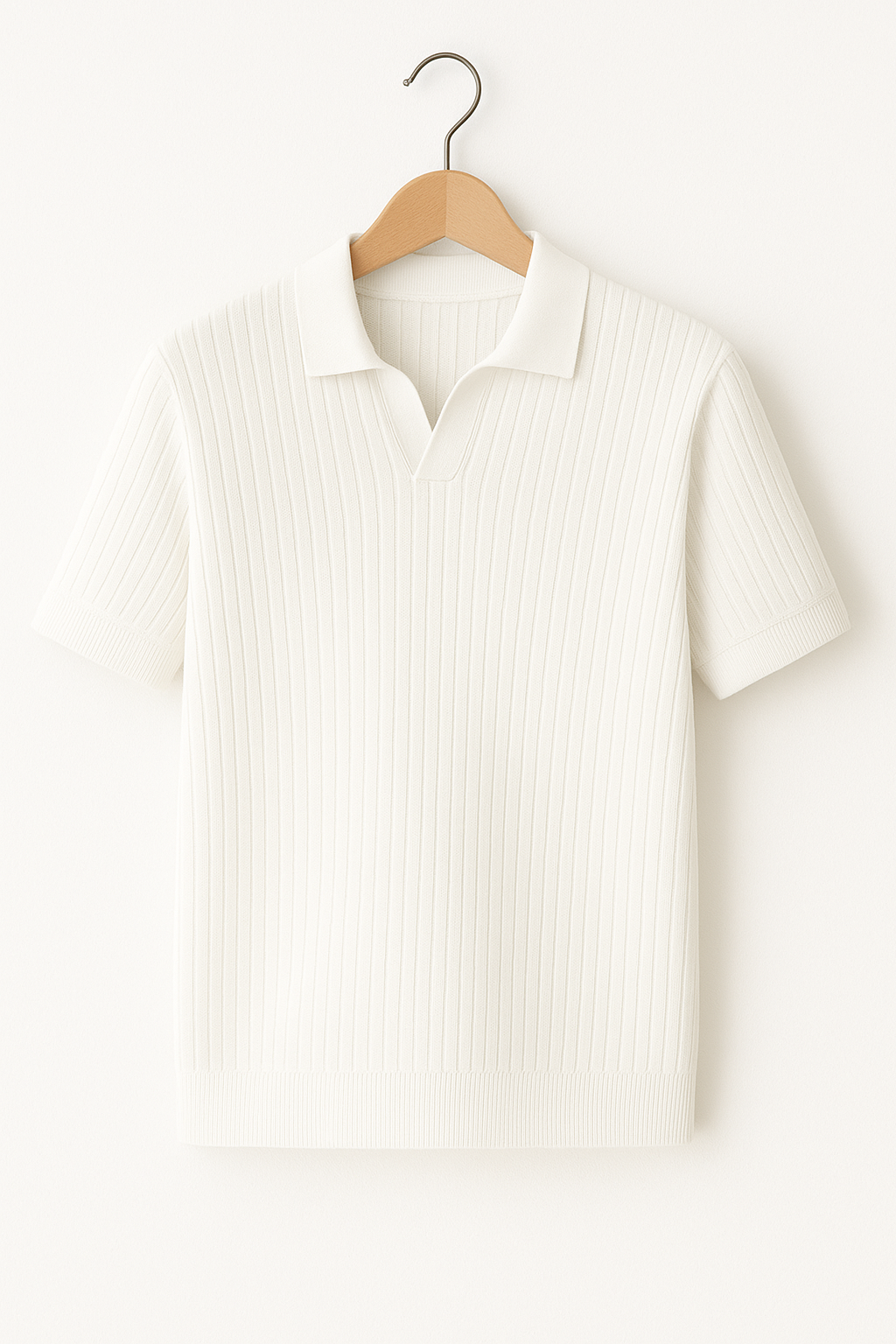 Men's Polo Shirt | Breathable Ribbed Knit with Open Collar for Golf & Casual Wear 1