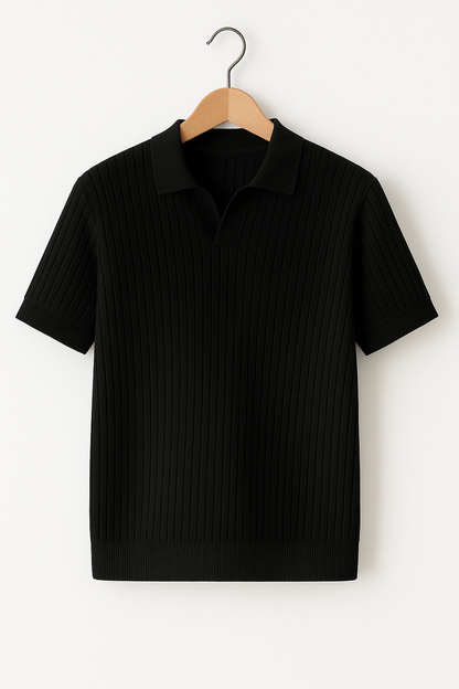 Men's Polo Shirt | Breathable Ribbed Knit with Open Collar for Golf & Casual Wear 3