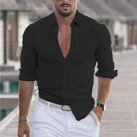Men's Shirt | Breathable V-Neck with Button Placket for Casual Comfort 0