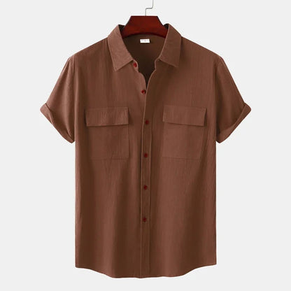 Men's Short Sleeve Button Up Shirt | Lightweight Fabric with Chest Pockets for Summer Style 4