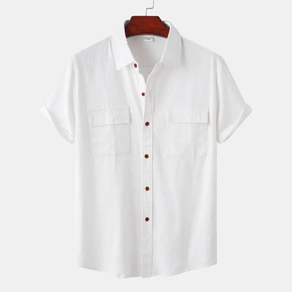 Men's Short Sleeve Button Up Shirt | Lightweight Fabric with Chest Pockets for Summer Style 5