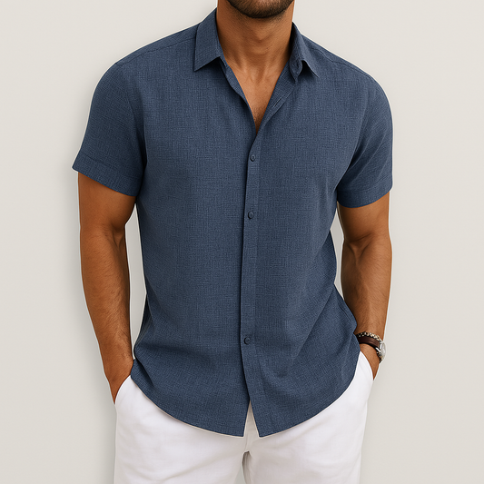 Men's Short Sleeve Button Up Shirt | Lightweight & Breathable Casual Wear 0