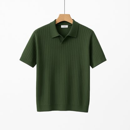 Men's Short Sleeve Polo Shirt | Elegant Striped Design with Classic Collar 1