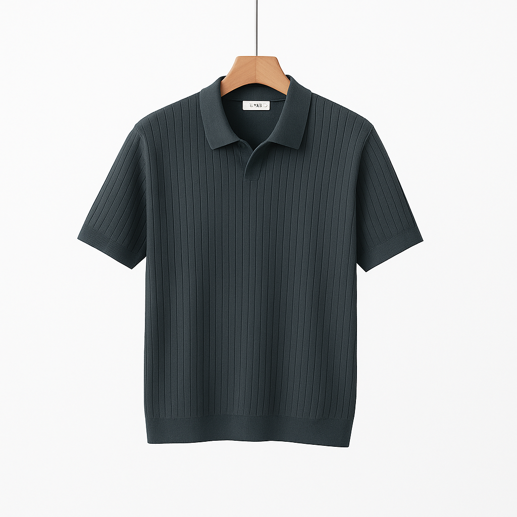 Men's Short Sleeve Polo Shirt | Elegant Striped Design with Classic Collar 2