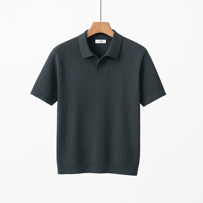 Men's Short Sleeve Polo Shirt | Elegant Striped Design with Classic Collar 2