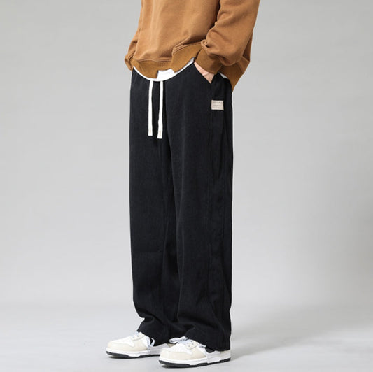 Men's Wide Leg Trousers | Comfortable Corduroy with Elastic Waistband 0