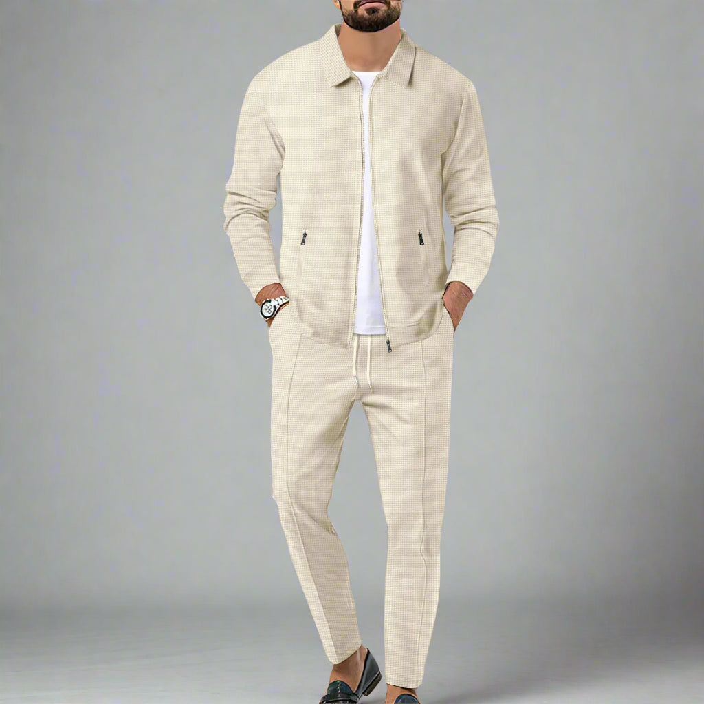 Men's Zip Up Cardigan Sweater | Slim Fit Waffle Knit with Zip Pockets 0