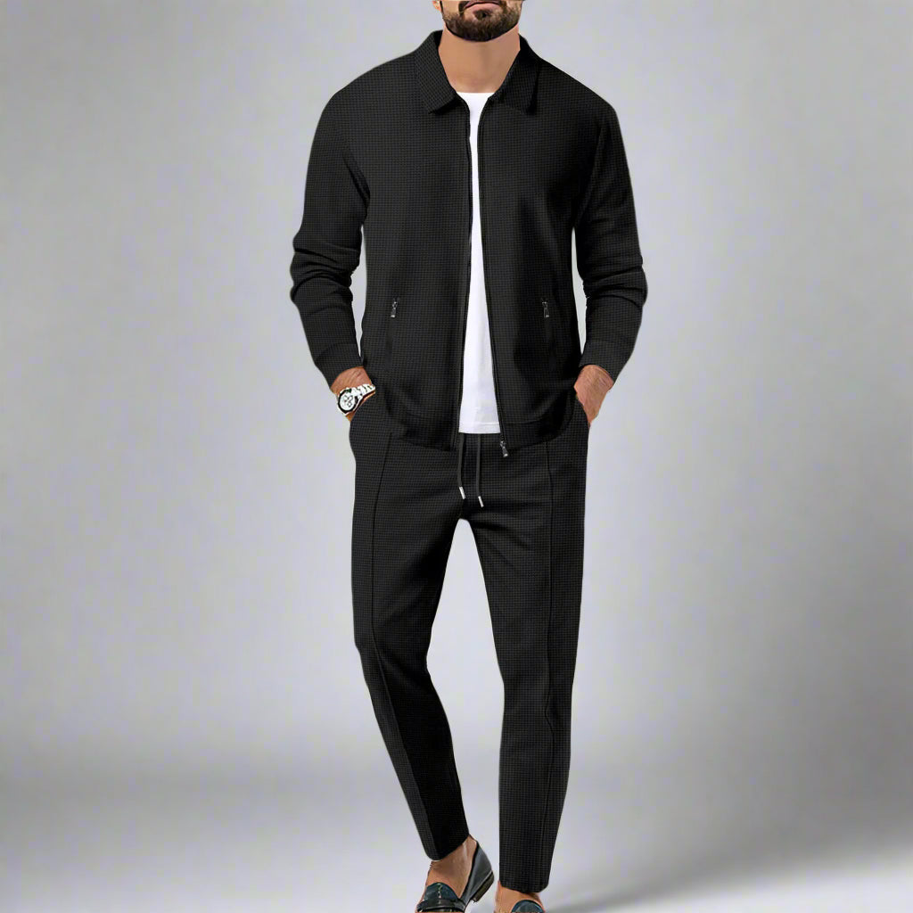 Men's Zip Up Cardigan Sweater | Slim Fit Waffle Knit with Zip Pockets 1