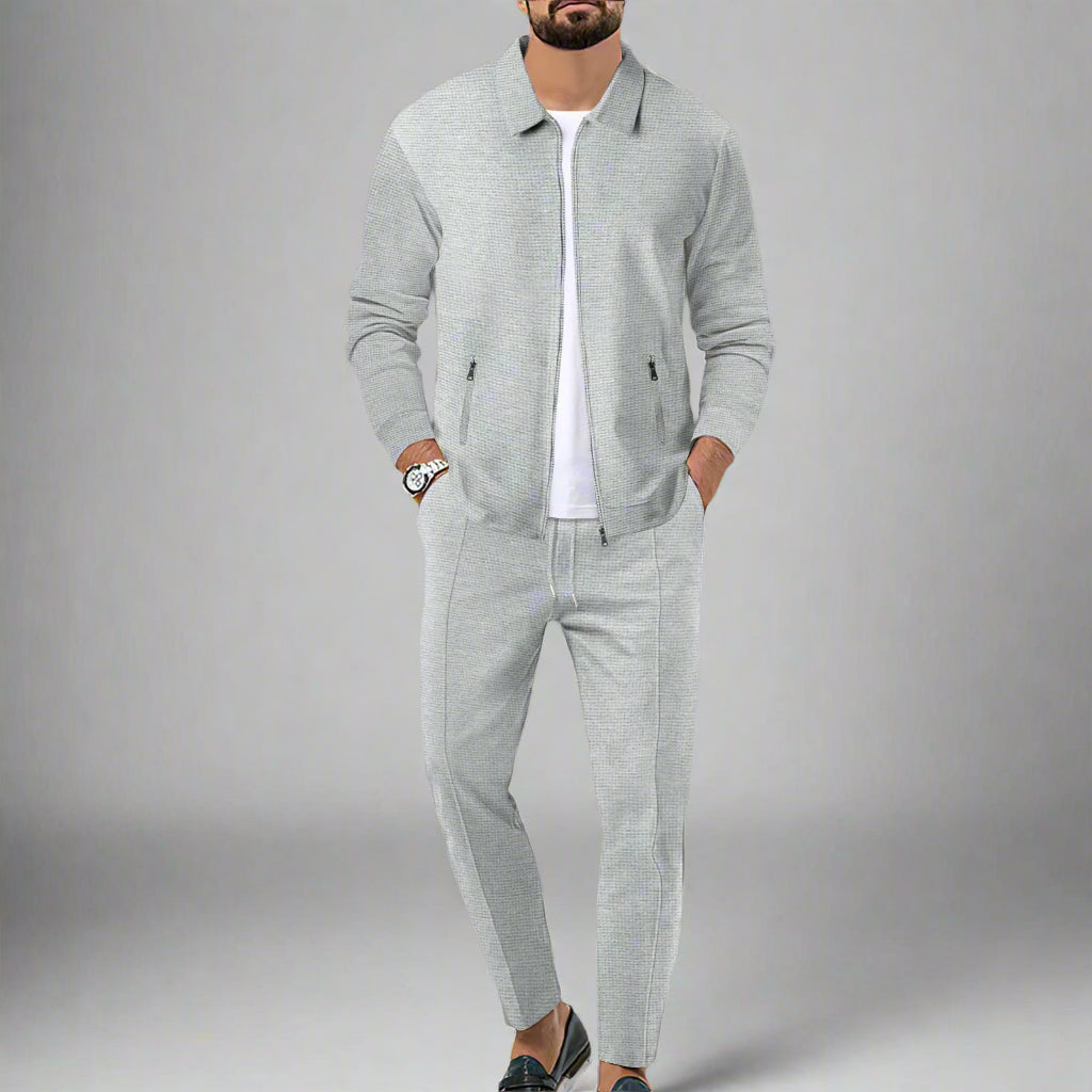 Men's Zip Up Cardigan Sweater | Slim Fit Waffle Knit with Zip Pockets 2