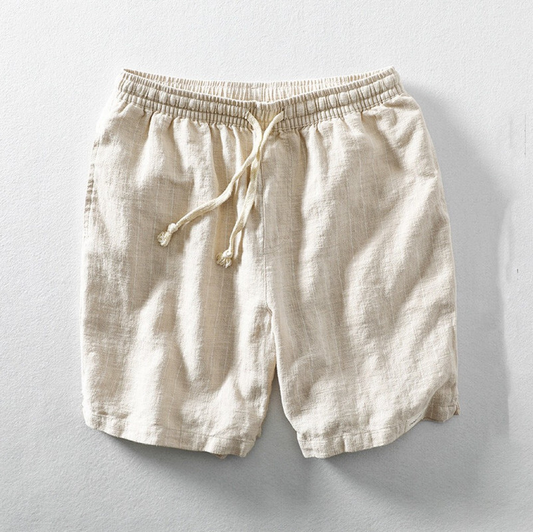 Mens Casual Shorts | Lightweight Striped Fabric with Elastic Waist & Drawstring 0
