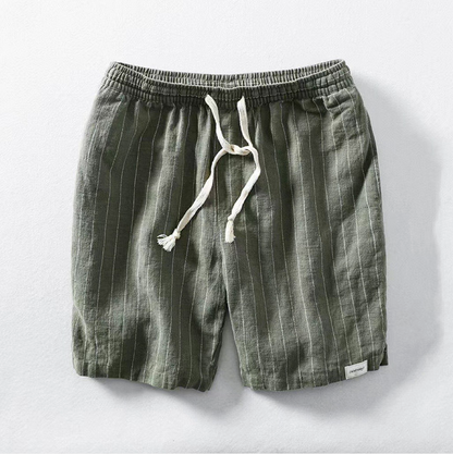 Mens Casual Shorts | Lightweight Striped Fabric with Elastic Waist & Drawstring 1