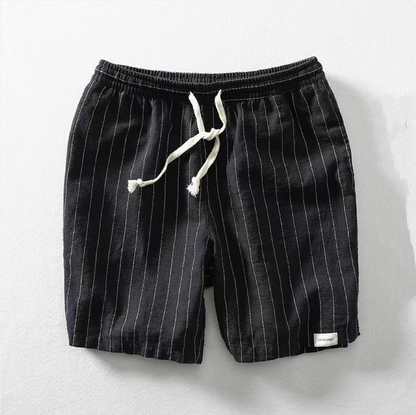 Mens Casual Shorts | Lightweight Striped Fabric with Elastic Waist & Drawstring 2