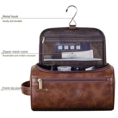 Mens Travel Toiletry Bag | Durable PU Leather Dopp Kit with Functional Design 3