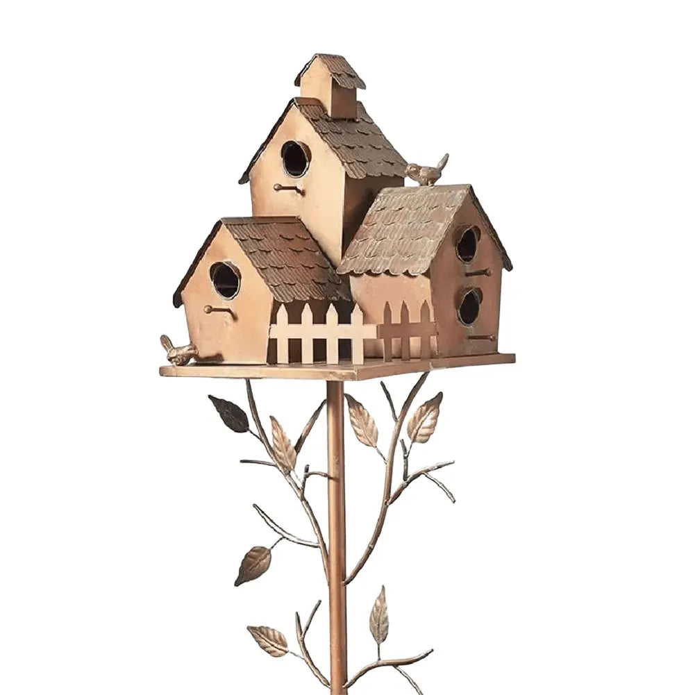 Metal Birdhouse with Pole | Durable Weather-Resistant Design for Garden 10