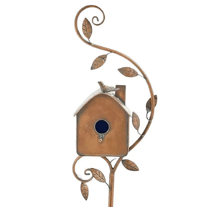 Metal Birdhouse with Pole | Durable Weather-Resistant Design for Garden 7