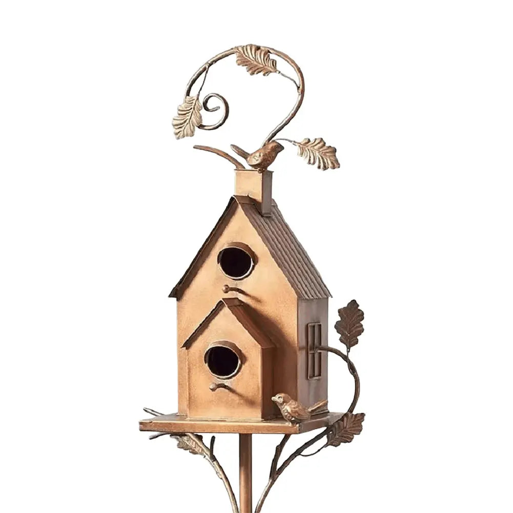 Metal Birdhouse with Pole | Durable Weather-Resistant Design for Garden 8