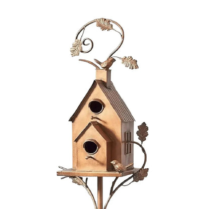 Metal Birdhouse with Pole | Durable Weather-Resistant Design for Garden 8
