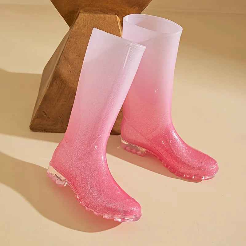 Mid-Calf Rain Boots | Waterproof Gradient Design for Women 2