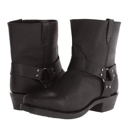 Mid-Cut Biker Boots | Premium Full-Grain Leather with Harness Detail 6