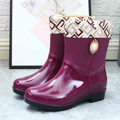 Mid-Tube Rain Boots | Waterproof PVC with Fleece Lining for Comfort 10