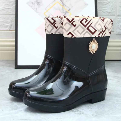 Mid-Tube Rain Boots | Waterproof PVC with Fleece Lining for Comfort 11