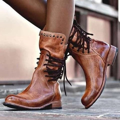 Mid Calf Boots for Women | Vintage Leather Design with Comfortable Fit 0
