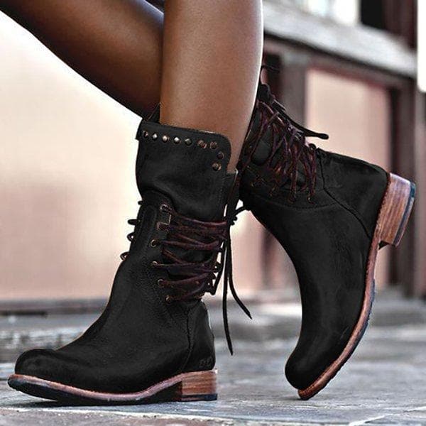 Mid Calf Boots for Women | Vintage Leather Design with Comfortable Fit 2