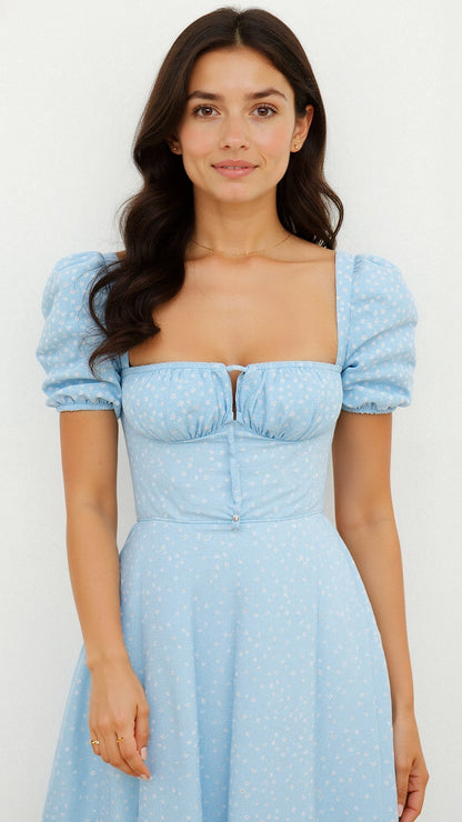 Midi Dress | Elegant Square Neckline with Flattering Silhouette 2