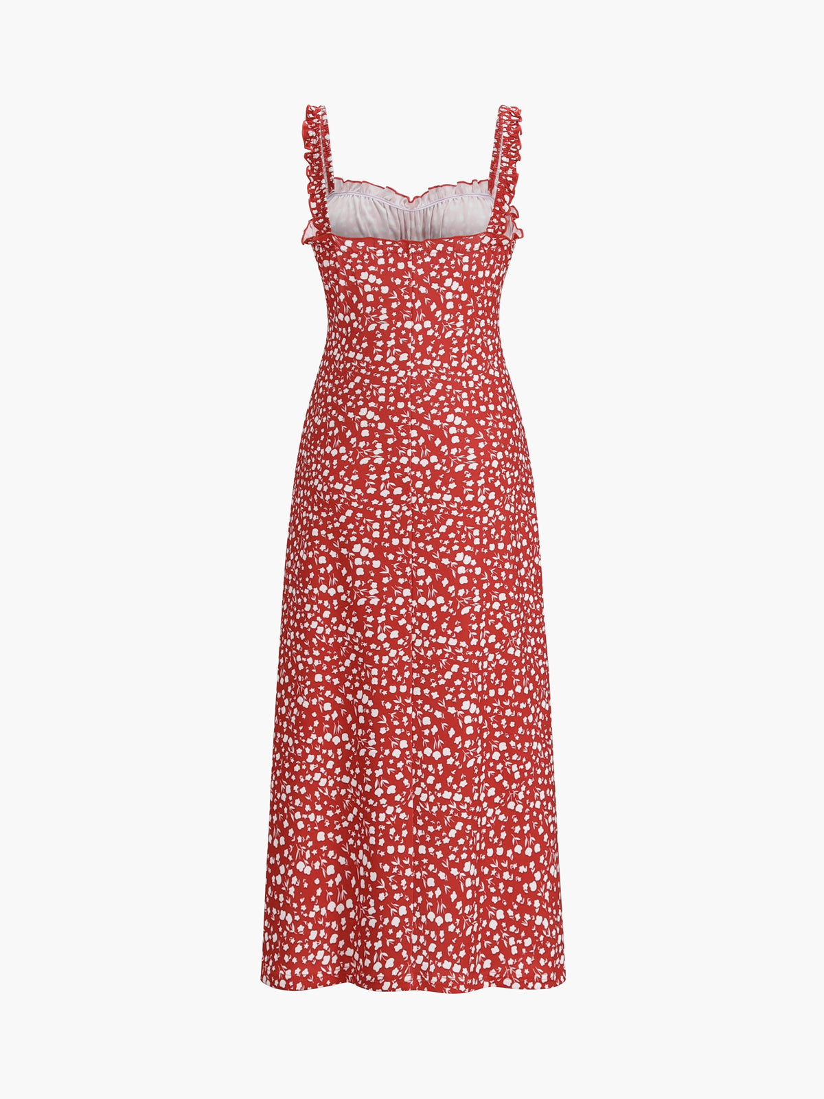 Midi Floral Bohemian Dress | Sleeveless Jersey with Lettuce Trim 6