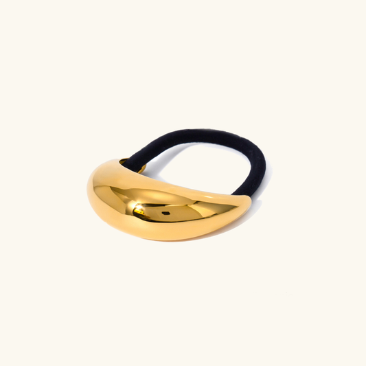 Mini Dome Pony Cuff | Stylish Gold Wedge Hair Accessory for Secure All-Day Hold 0