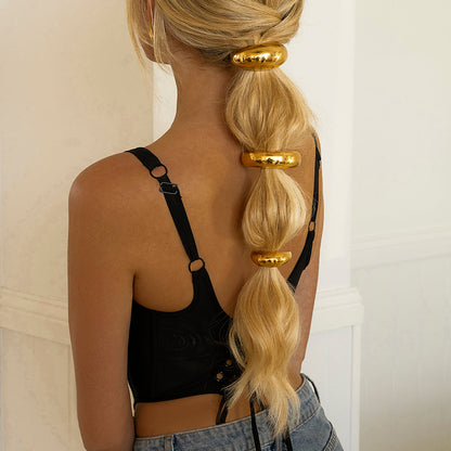 Mini Dome Pony Cuff | Stylish Gold Wedge Hair Accessory for Secure All-Day Hold 2