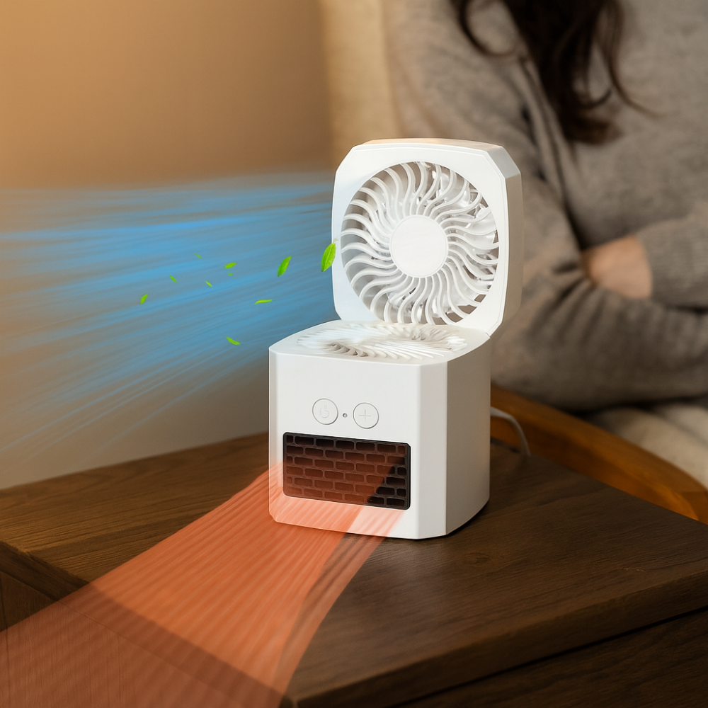 Mini Electric Heater | Portable Space Heater and Cooling Fan for Year-Round Comfort 0