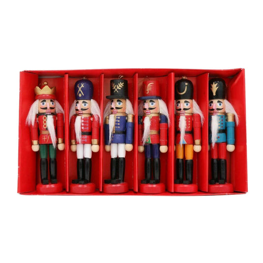 Mini Nutcracker Ornaments | Set of 6 Wooden Christmas Decorations 0