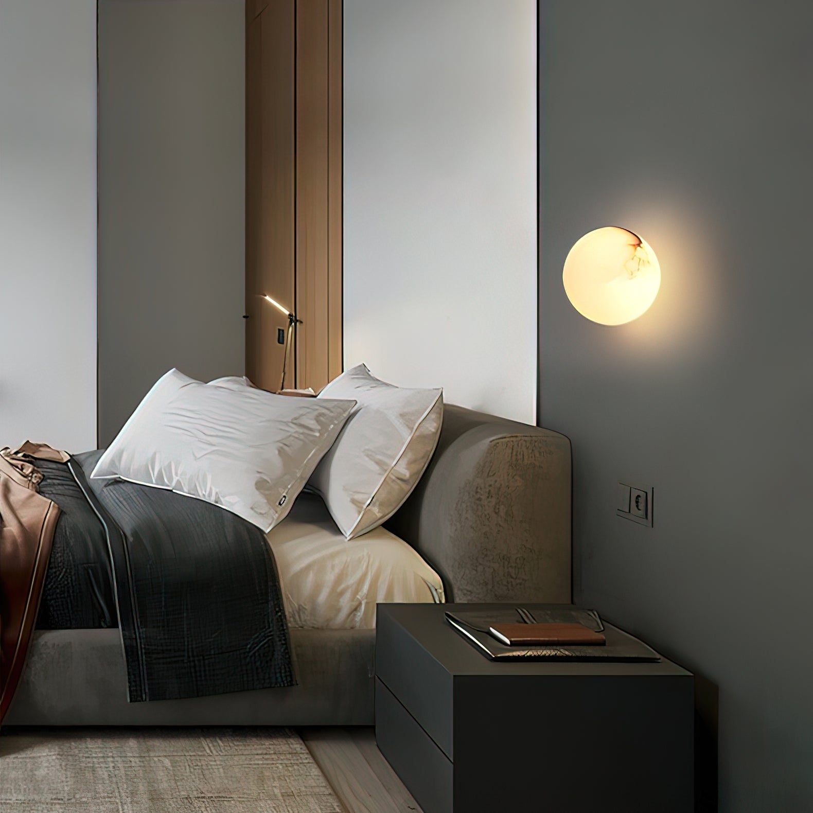 Mini Orb Wall Lamp | Elegant Alabaster Globe with Discreet Hardware 8