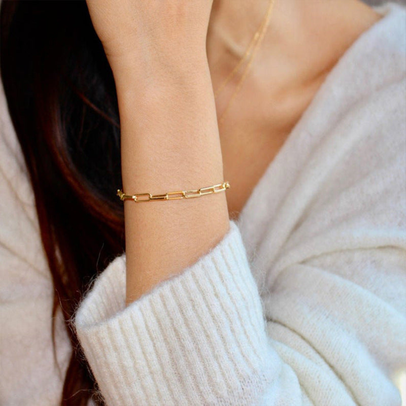 Minimalist Gold Paperclip Bracelet | Durable Stainless Steel with 14k Gold Plating 4