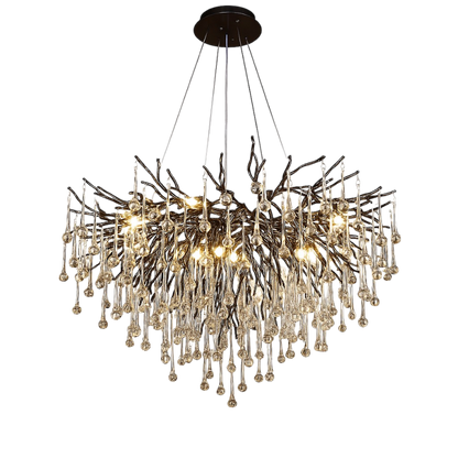 Modern Black Chandelier | Raindrop Design with LED Lighting for Dining Rooms 0