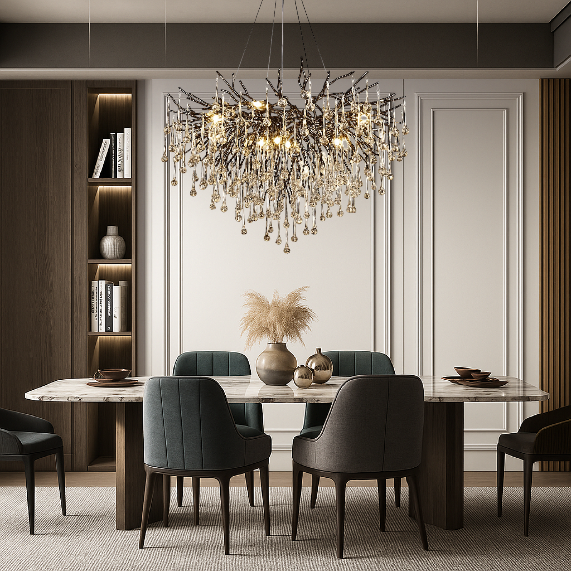 Modern Black Chandelier | Raindrop Design with LED Lighting for Dining Rooms 2