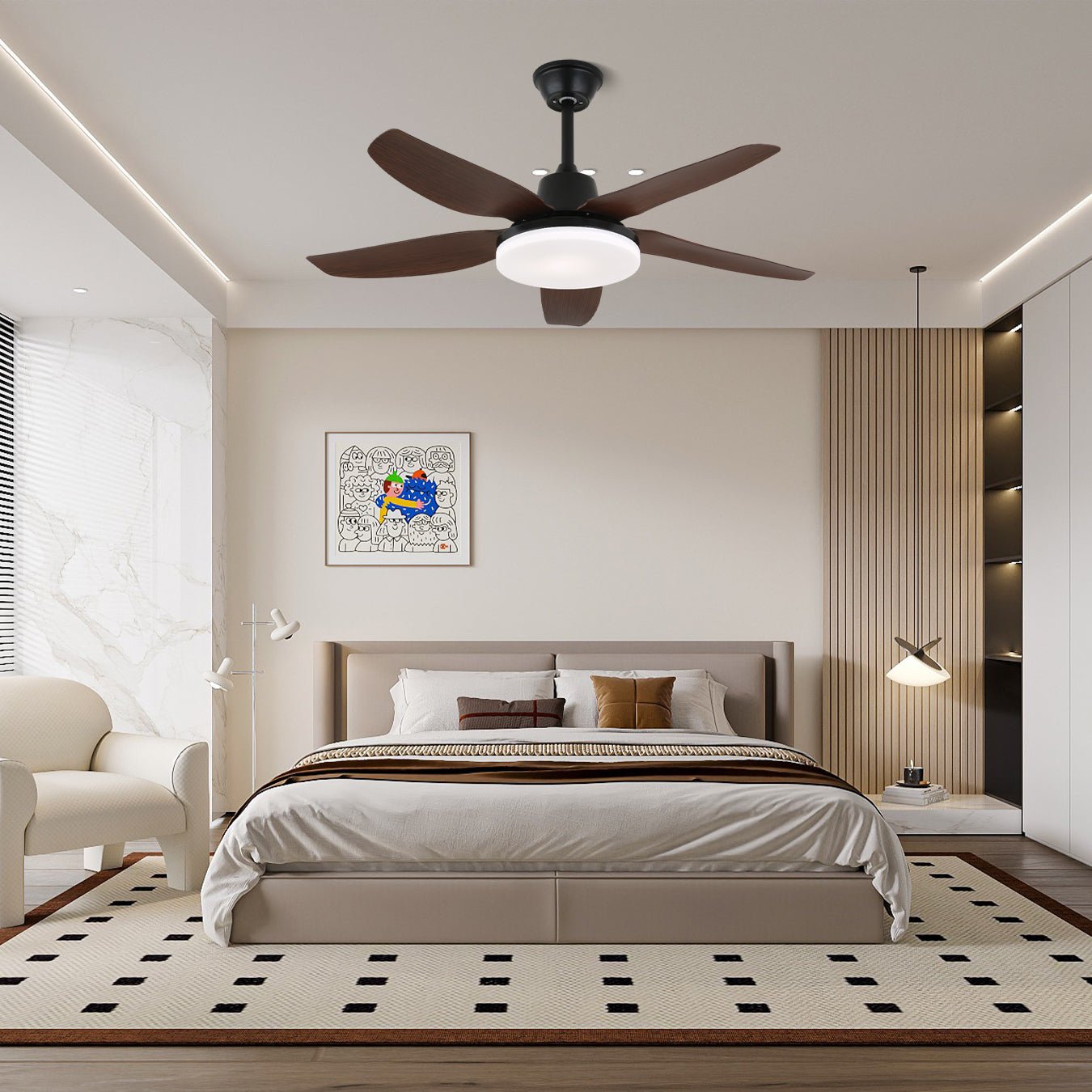 Modern Ceiling Fan Light | Integrated LED & 6-Speed Control Flush Mount Ceiling Fan 2