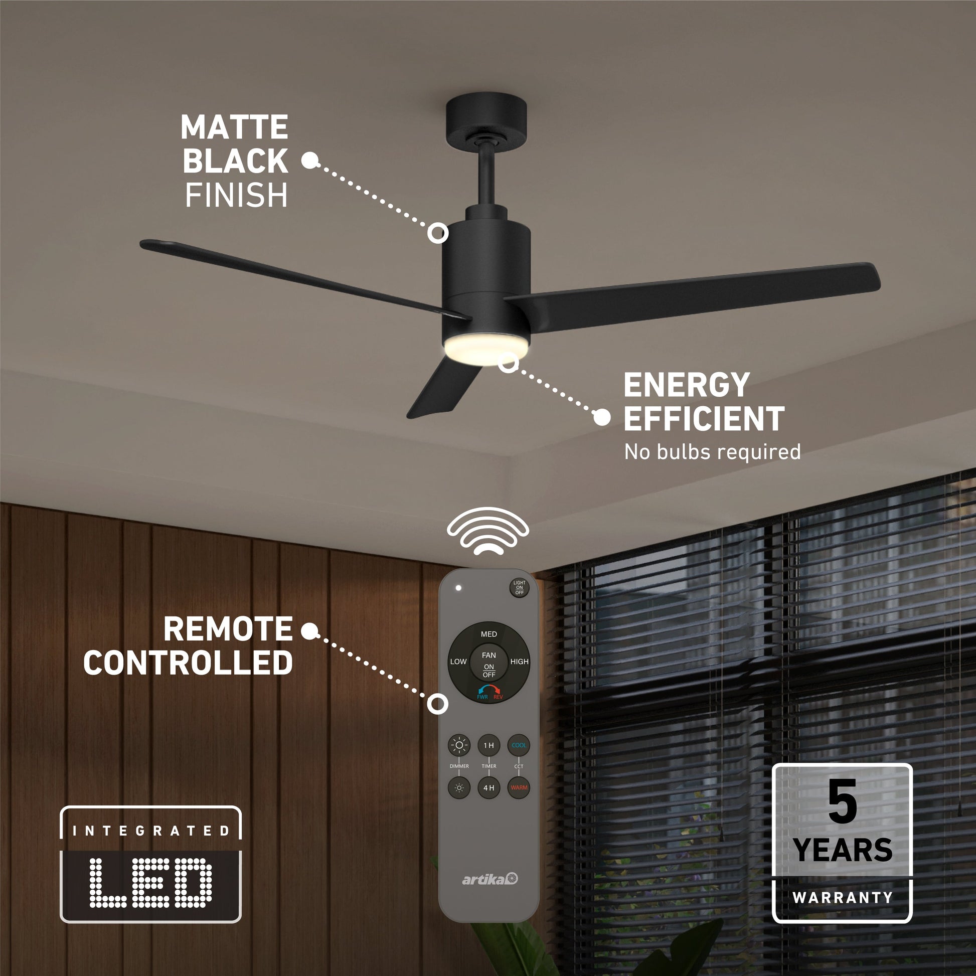 Modern Ceiling Fan with Integrated LED Light & Remote Control 8