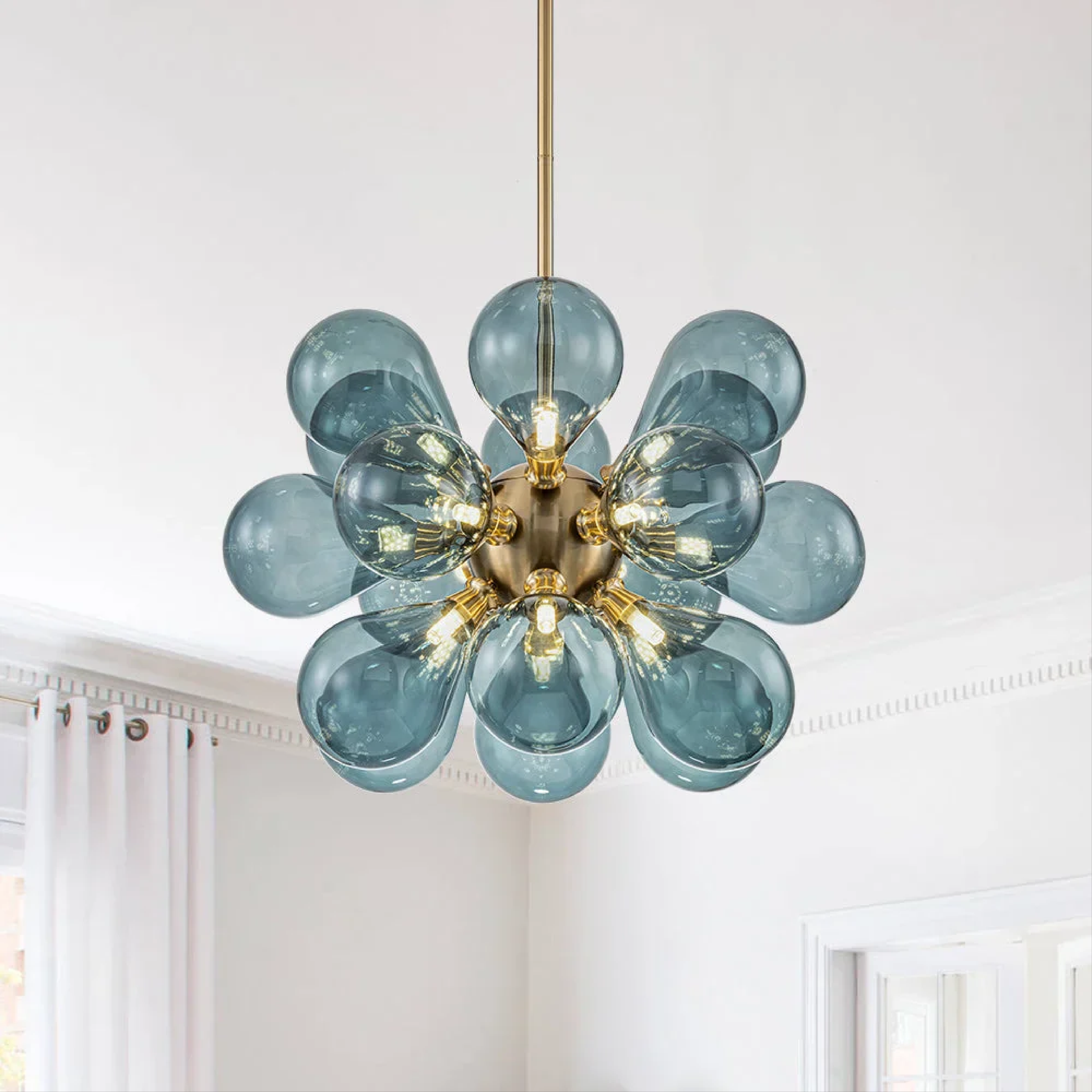 Modern Chandelier | Elegant Blue Glass Cluster Lighting Fixture for Dining Rooms 0
