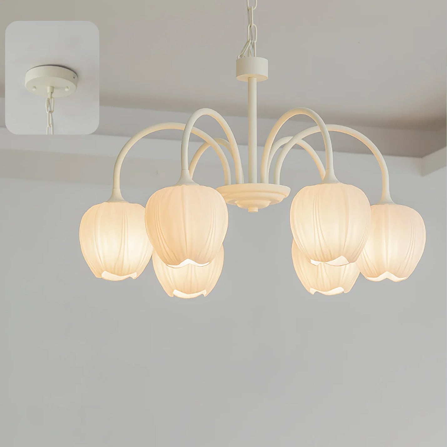 Modern Chandelier | Elegant White Glass Design for Dining Rooms 10